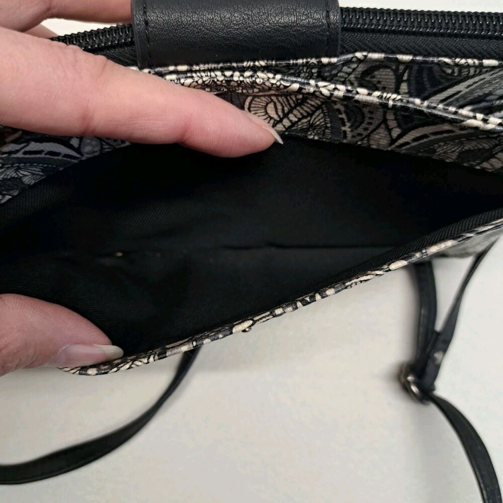 Sakroots Owl Printed Black/Ivory Adjustable Strap Crossbody Wallet/Purse - Picture 7 of 10